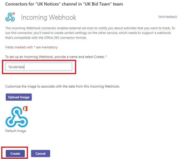 Name incoming webhook