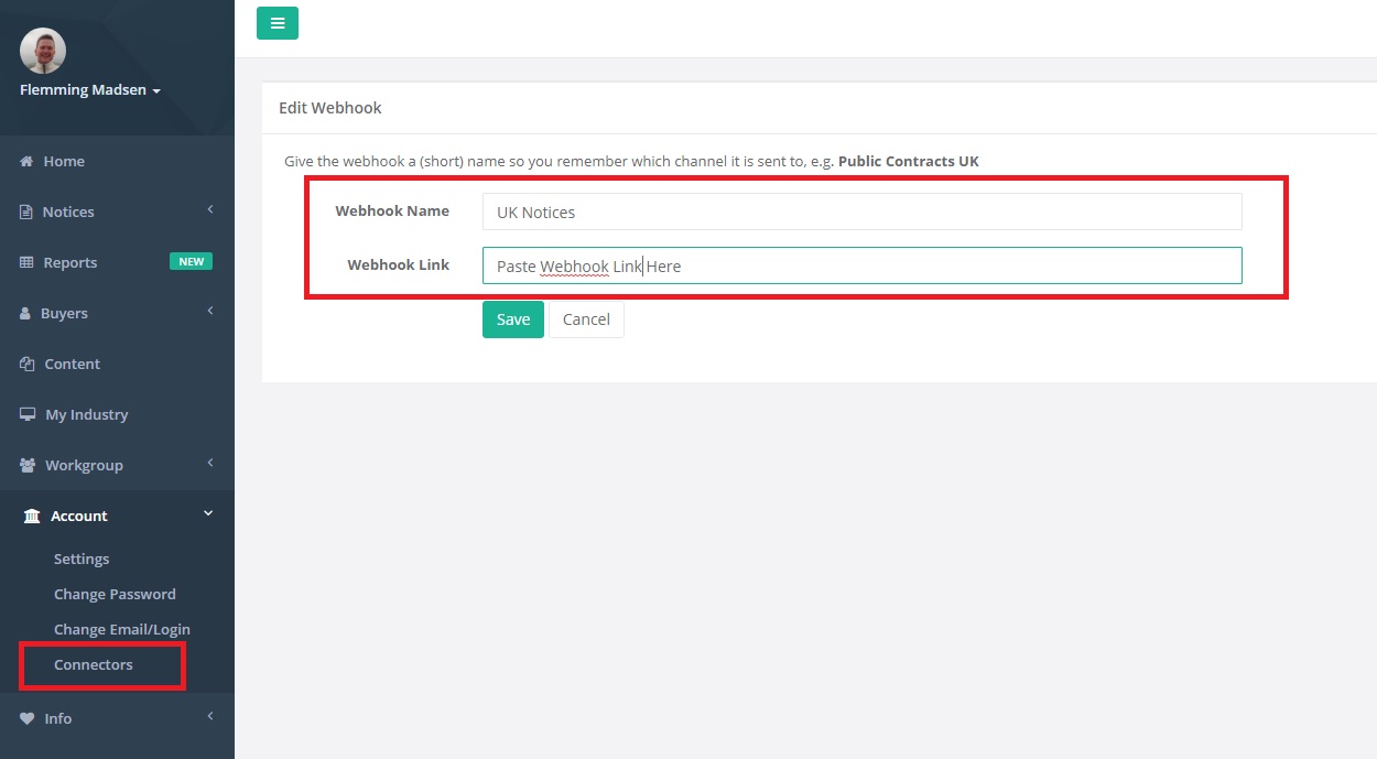 Add webhook to Tenderlake