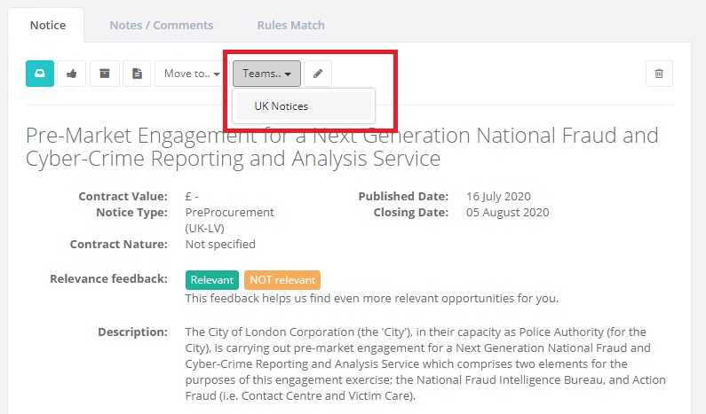 Push procurement notice to Microsoft Teams